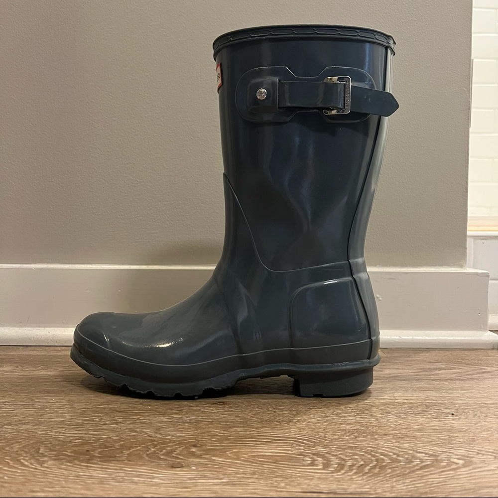 Hunter Short Glossy Adjustable Rain Boots Gull Grey Women’s Size 8 - Picture 6 of 7